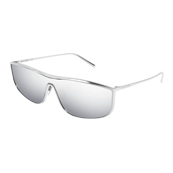 NEW SL605 LUNA 003 SAINT LAURENT SUNGLASSES SILVER UNISEX OVAL EYEWEAR - Picture 2 of 4